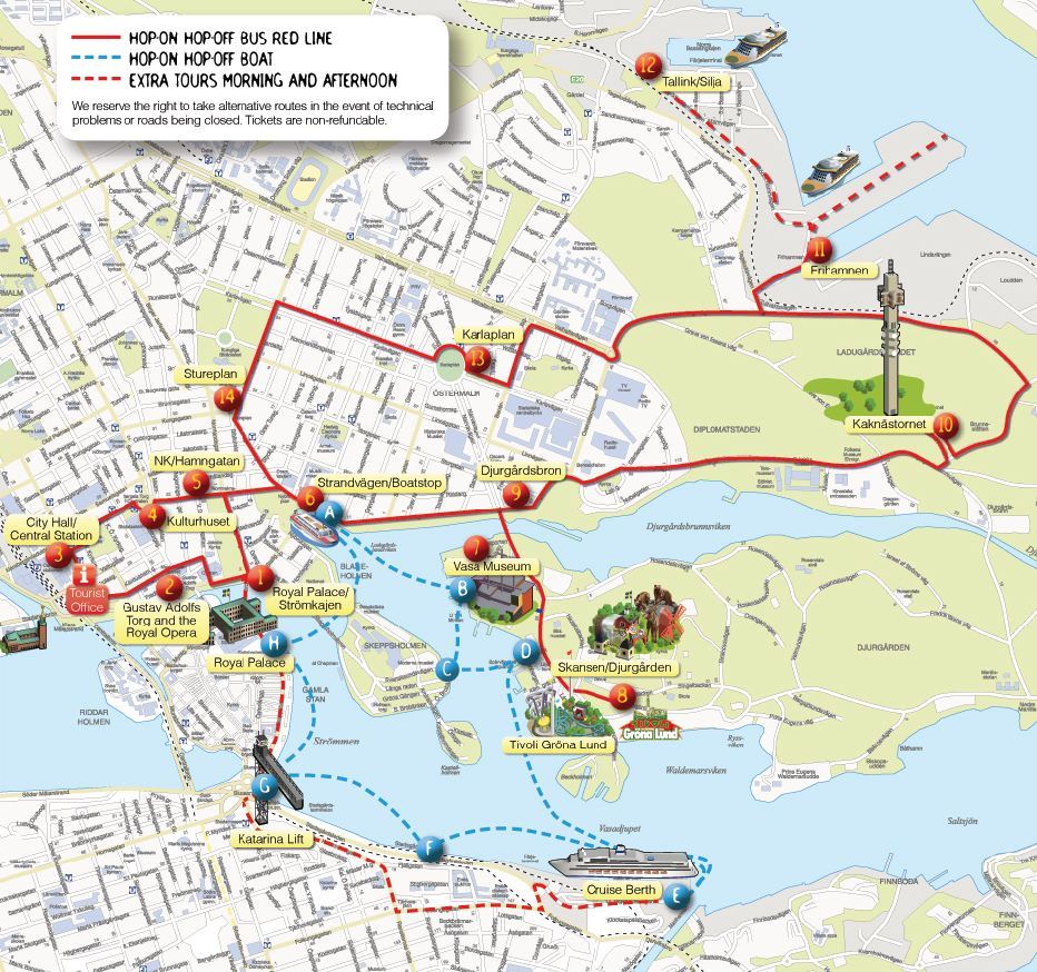 斯德哥尔摩观光巴士/游船城市巡礼